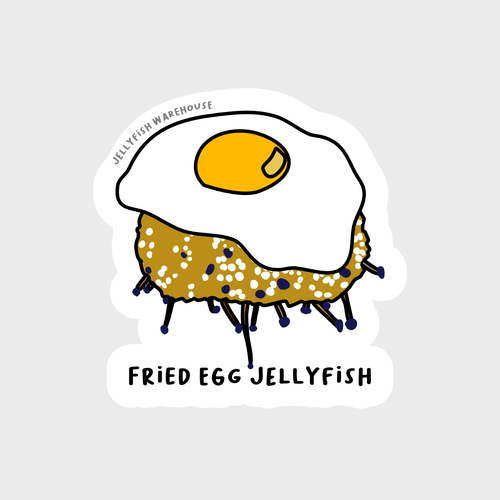 Cute fried egg jellyfish sticker gift merch